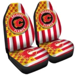 Calgary Flames Car Seat Covers Custom US Flag Style Gear Car Cover TN1510221036 CSC 2022