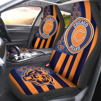 Chicago Bears Car Seat Covers Custom US Flag Style Gear Car Cover 2