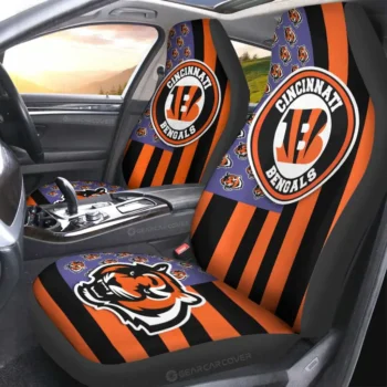 Cincinnati Bengals Car Seat Covers Custom US Flag Style Gear Car Cover 2