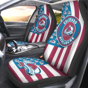 Colorado Avalanche Car Seat Covers Custom US Flag Style Gear Car Cover 2