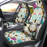 Los Angeles Chargers Car Seat Covers Custom Sugar Skull Car Accessories Gear Car Cover DN0208232049 CSC 2023