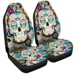 New York Jets Car Seat Covers Custom Sugar Skull Car Accessories Gear Car Cover DN0208232056 CSC 2023