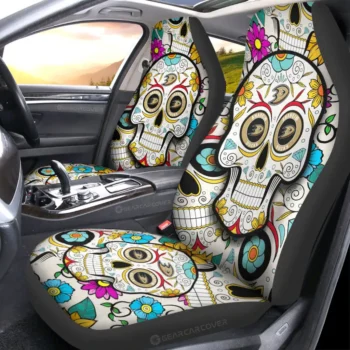 Anaheim Ducks Car Seat Cover - Custom Sugar Skull Black and Gold