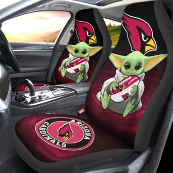 Arizona Cardinals Car Seat Cover - Baby Yoda Black and Pink