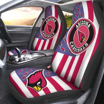 Arizona Cardinals Car Seat Cover - Custom US Flag Style Black and Pink