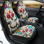 Calgary Flames Car Seat Cover – Custom Sugar Skull Black and Red