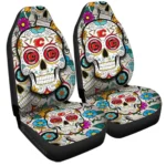 Calgary Flames Car Seat Cover – Custom Sugar Skull Black and Red