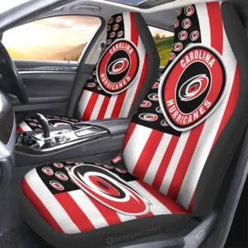Carolina Hurricanes Car Seat Cover - Custom US Flag Style Black and Red