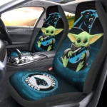 Carolina Panthers Car Seat Cover - Baby Yoda Black and Blue