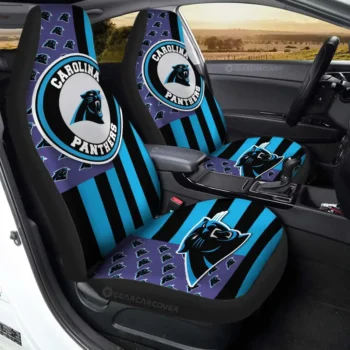 Carolina Panthers Car Seat Cover - Custom US Flag Style Black and Blue