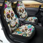 Chicago Blackhawks Car Seat Cover – Custom Sugar Skull Black and Gold