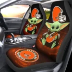 Cleveland Browns Car Seat Cover - Baby Yoda Orange and Black
