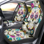 Columbus Blue Jackets Car Seat Cover - Custom Sugar Skull Black and Gold