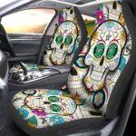 Dallas Stars Car Seat Cover - Custom Sugar Skull Black and Green
