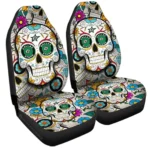 Dallas Stars Car Seat Cover – Custom Sugar Skull Black and Green