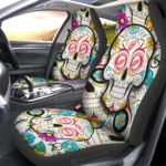 Detroit Red Wings Car Seat Cover - Custom Sugar Skull Black and Red