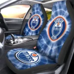 Edmonton Oilers Car Seat Cover - Custom Tie Dye Blue and White