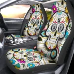 Los Angeles Kings Car Seat Cover - Custom Sugar Skull Black and Orange