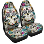 Los Angeles Kings Car Seat Cover – Custom Sugar Skull Black and Orange