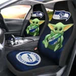 Seattle Seahawks Car Seat Cover - Baby Yoda Black and Green